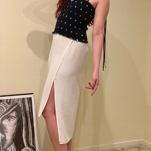 BCBG white slit skirt